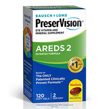 Load image into Gallery viewer, PreserVision AREDS 2 Eye Vitamin &amp; Mineral Supplement, Contains Lutein, Vitamin C, Zeaxanthin, Zinc &amp; Vitamin E, 120 Softgels (Packaging May Vary)
