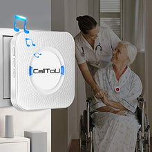 Load image into Gallery viewer, CallToU Wireless Caregiver Pager Smart Call System 2 SOS Call Buttons/Transmitters 2 Receivers Nurse Calling Alert Patient Help System for Home/Personal Attention Pager 500+Feet Plugin Receiver
