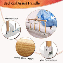 Load image into Gallery viewer, Bed Rails Safety Assist Handle Bed Railing for Elderly Seniors Adults Guard Rail Folding Hospital Bedside Grab Bar Bumper Handicap Medical Stand Cane Assistance Devices (Wooden Grain)
