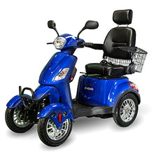 Load image into Gallery viewer, EWheels EW-46 4-Wheel 3-Speed Lightweight Travel Electric Battery-Powered Medical Mobility Scooter with Adjustable Seat and Rear Basket, Blue
