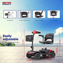 Load image into Gallery viewer, Long Range Foldable 4 Wheels Mobility Scooter (Featured Offer), Electric Powered Wheelchair Device Compact Heavy Duty for Elderly, Senior, Aged, Adults Power Extended Battery with Charger Basket - Red
