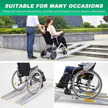 Load image into Gallery viewer, Ruedamann 8&#39;L × 8&quot; W Portable Aluminum Wheelchair Ramp,Holds Up to 600lbs,Two Section Telescoping Adjustable Non-Skid Ramp for Wheelchairs,Stairs,Steps,1 Set
