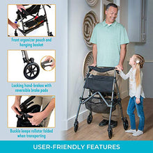 Load image into Gallery viewer, Stander EZ Fold-N-Go Rollator, Lightweight Junior Folding Petite Walker with Wheels and Seat for Seniors &amp; Adults, Cobalt Blue, Short
