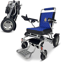 Load image into Gallery viewer, Foldable All Terrain Electric Wheelchair - Airline Approved Portable Compact Motorized Wheelchair 500W Powerful Motors Lightweight Mobility Aid Power Wheelchairs (20&quot; Wide Seat) (Blue, Silver Frame)
