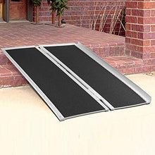 Load image into Gallery viewer, Koozam Upgraded Wheelchair Ramp | Strong, Sturdy Aluminum Portable Wheelchair Ramp with Skidproof Surface | Innovative Wide Threshold Ramp for Wheel Chairs, Scooters &amp; More | 36 x 31 Inches
