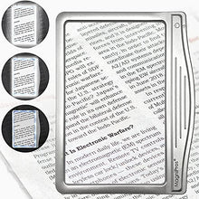 Load image into Gallery viewer, MagniPros 3X Large Ultra Bright LED Page Magnifier with 12 Anti-Glare Dimmable LEDs(Evenly Lit Viewing Area &amp; Relieve Eye Strain)-Ideal for Reading Small Prints &amp; Low Vision Seniors with Aging Eyes
