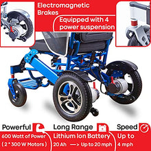 Load image into Gallery viewer, ActiWe Electric Wheelchairs for Adults –Portable Foldable Motorized Wheelchair w/ Remote Control – All Terrain Long Range (Up to 20 Miles w/ 20AH Battery) Super Power (600 W) Wheel Chair (Blue Frame)
